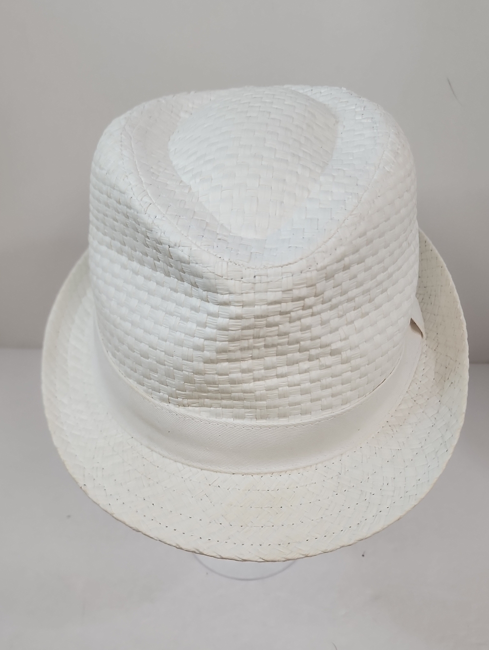 Daniel Cremieux White Straw Fedora Hat Ribbon Band OS